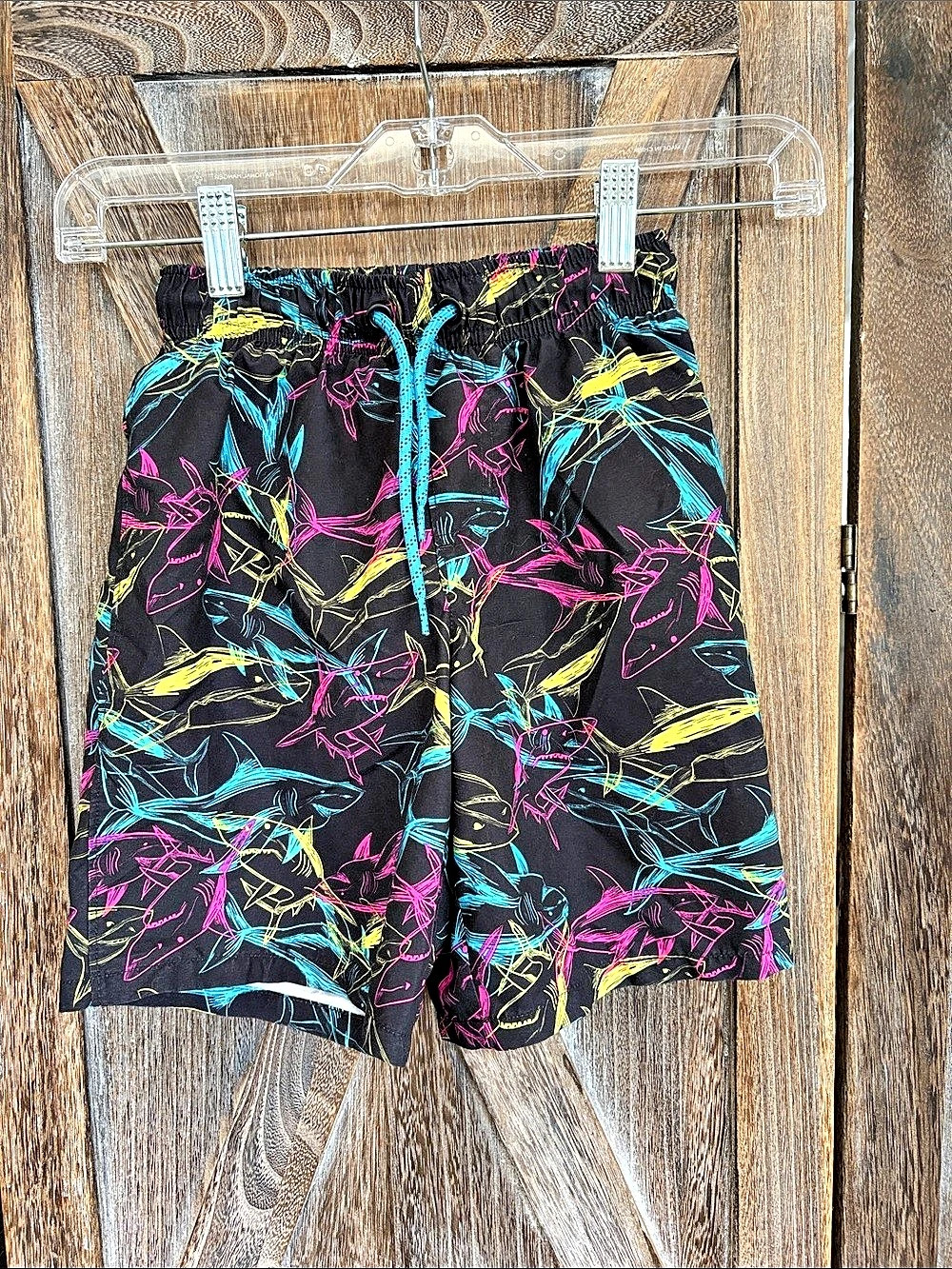 Wonder Nation Boys Swim Trunks Black & Pink Size Small (6-7)